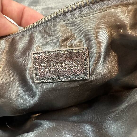 Express Metallic Ruffle Purse Handbag Clutch Dark Gray Silver Y2K Girlies - Picture 7 of 9